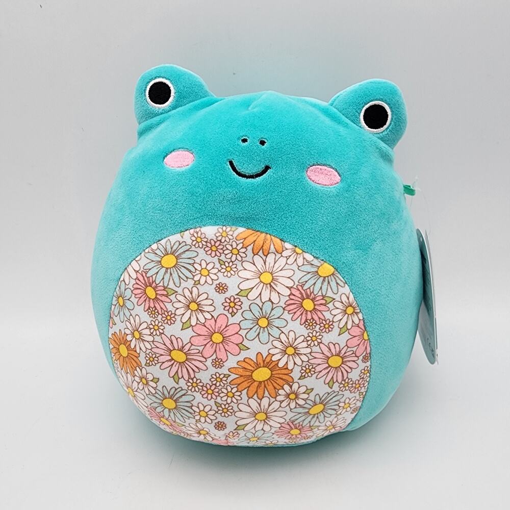 Original Squishmallows Robert the Teal Frog Plush 8" Floral Front Spring Squad
